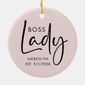 Boss Lady Logo Blush Pink gepersonaliseerd Keramisch Ornament (Achterkant)