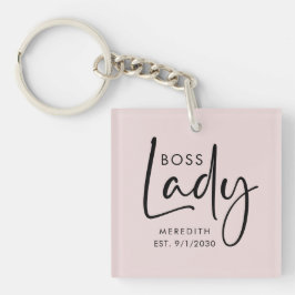 Boss Lady Logo Blush Pink gepersonaliseerd Sleutelhanger
