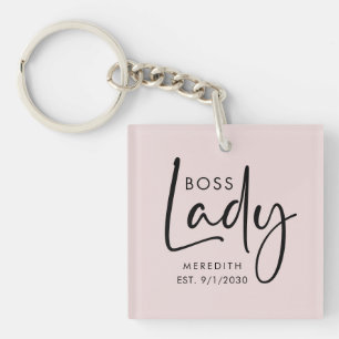 Boss Lady Logo Blush Pink gepersonaliseerd Sleutelhanger