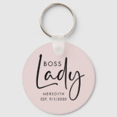 Boss Lady Logo Blush Pink gepersonaliseerd Sleutelhanger (Voorkant)