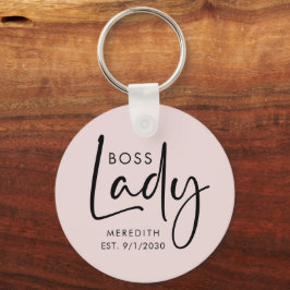 Boss Lady Logo Blush Pink gepersonaliseerd Sleutelhanger