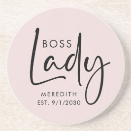 Boss Lady Logo Blush Pink gepersonaliseerd Zandsteen Onderzetter