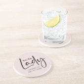 Boss Lady Logo Blush Pink gepersonaliseerd Zandsteen Onderzetter (Zijkant)