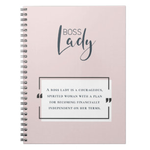 Boss Lady Logo Motivatie Quote Blush Roze Notitieboek