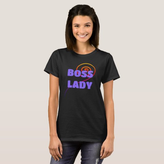 BOSS LADY met Swirl Women's T-Shirt (Voorkant volledig)
