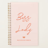 Boss Lady Modern Pastel Oranje script op maat Planner (Voorkant)