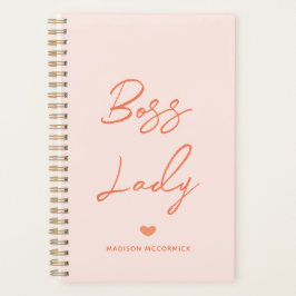 Boss Lady Modern Pastel Oranje script op maat Planner