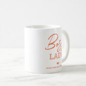 Boss Lady Modern Roze Oranje Script Gepersonalisee Koffiemok (Voorkant rechts)