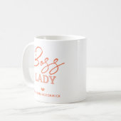 Boss Lady Modern Roze Oranje Script Gepersonalisee Koffiemok (Voorkant links)
