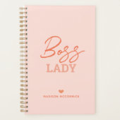 Boss Lady Modern Roze Oranje Script Gepersonalisee Planner (Voorkant)