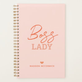 Boss Lady Modern Roze Oranje Script Gepersonalisee Planner