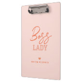 Boss Lady Modern Roze Oranje Script Heart Monogram Klembord (Links)