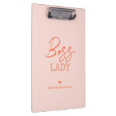Boss Lady Modern Roze Oranje Script Heart Monogram Klembord (Rechts)