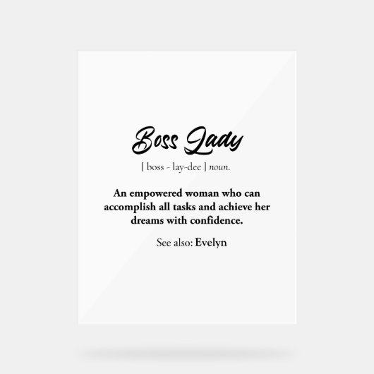 Boss Lady Mok - Empowered Woman Gift, Vertrouwen Acryl Bord (Voorkant)
