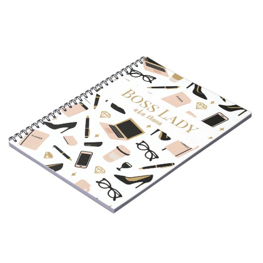 Boss Lady Notebook – Custom Name Gift for Women Notitieboek (Linkerzijde)
