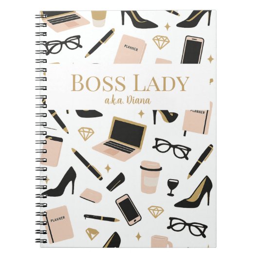 Boss Lady Notebook – Custom Name Gift for Women Notitieboek (Voorkant)