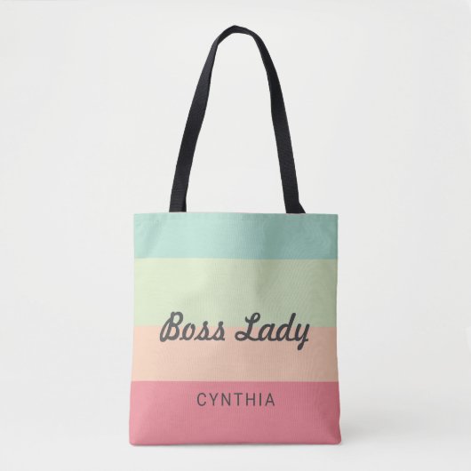Boss Lady Personalized Monogram Rainbow Cute Tote Bag (Voorkant)