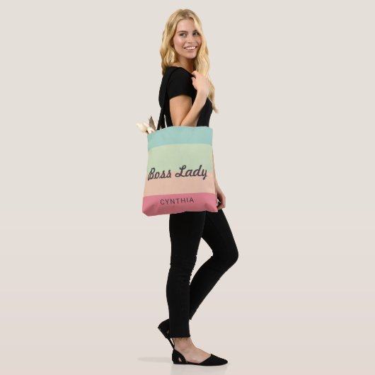 Boss Lady Personalized Monogram Rainbow Cute Tote Bag (Op model)