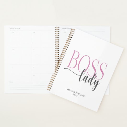 Boss Lady Pink and Gray Natural Planner (Display)