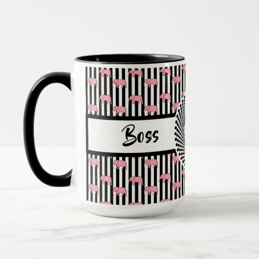 Boss Lady Pink Elephants Ringer 15oz Mok (Links)