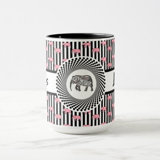 Boss Lady Pink Elephants Ringer 15oz Mok (Midden)