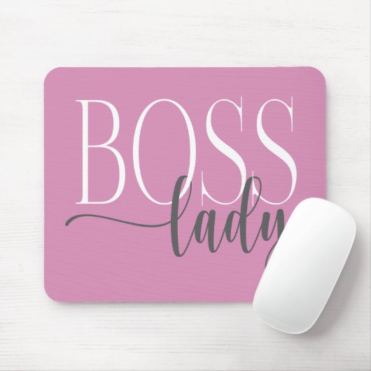 Boss Lady Pink en Grey Mousepad Muismat (Met muis)