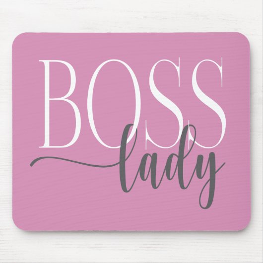Boss Lady Pink en Grey Mousepad Muismat (Voorkant)