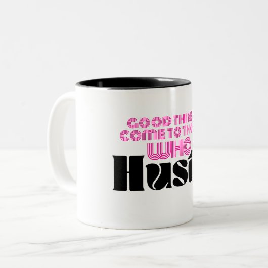 Boss Lady Pink Hustle Quote Coffee Mok (Voorkant links)