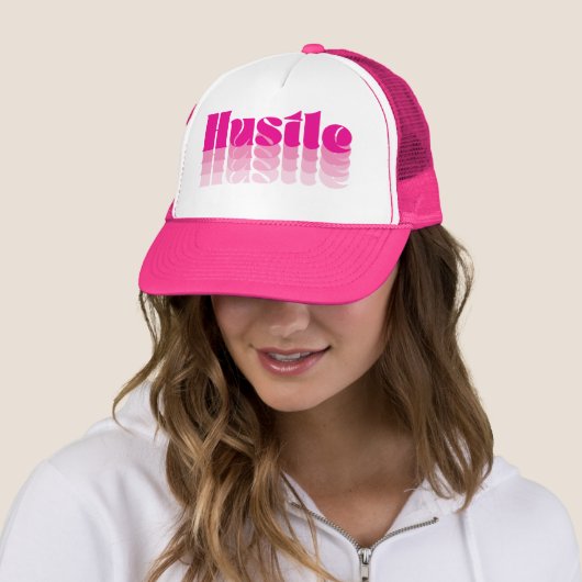 Boss Lady Pink Hustle Trucker Hat Trucker Pet (In situ)