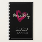 Boss Lady Pink Lipstick Heart Girl's Black Planner (Voorkant)
