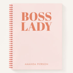 Boss Lady Pink Red Retro Calligraphy Notitieboek
