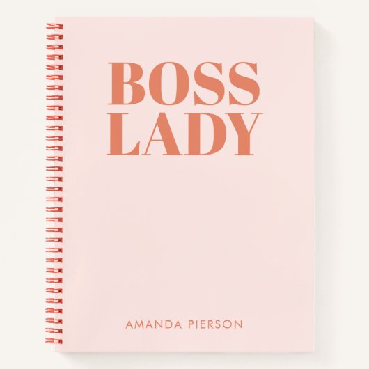 Boss Lady Pink Red Retro Calligraphy Notitieboek (Voorkant)