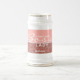 Boss Lady Pink Rose Gold Glitter - speciaal gepers Bierpul