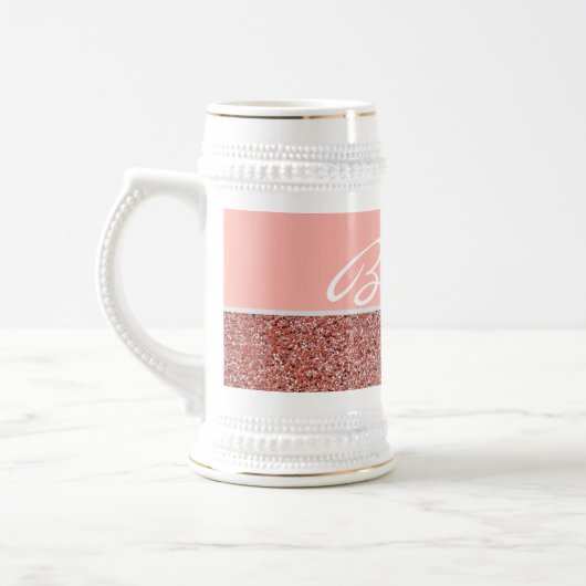 Boss Lady Pink Rose Gold Glitter - speciaal gepers Bierpul (Links)