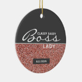 Boss Lady Pink Rose Gold Glitter - speciaal gepers Keramisch Ornament (Rechts)