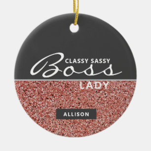 Boss Lady Pink Rose Gold Glitter - speciaal gepers Keramisch Ornament
