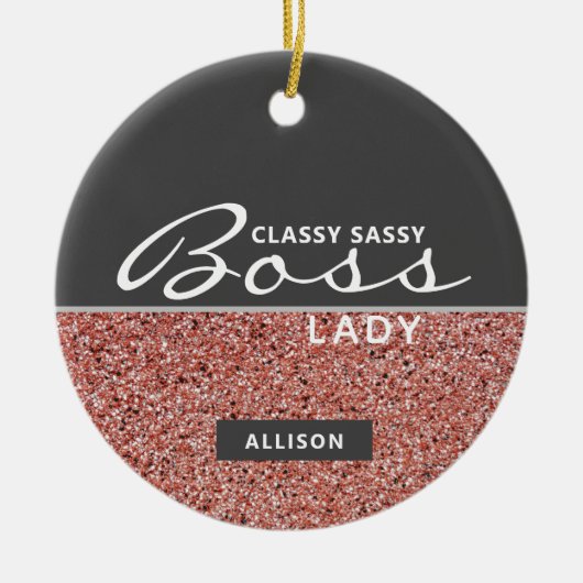 Boss Lady Pink Rose Gold Glitter - speciaal gepers Keramisch Ornament (Voorkant)