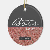 Boss Lady Pink Rose Gold Glitter - speciaal gepers Keramisch Ornament (Links)