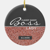 Boss Lady Pink Rose Gold Glitter - speciaal gepers Keramisch Ornament (Achterkant)