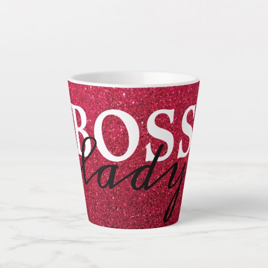 Boss Lady Red Glitter Mok (Voorkant)