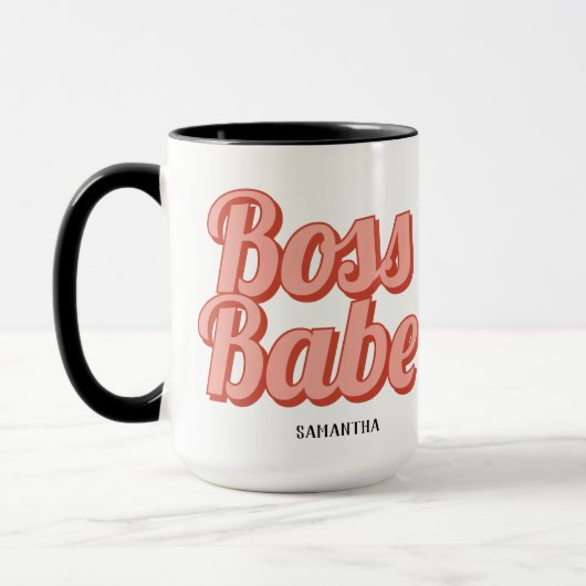 Boss Lady Retro Gepersonaliseerd naam KoffieMok Mok (Links)