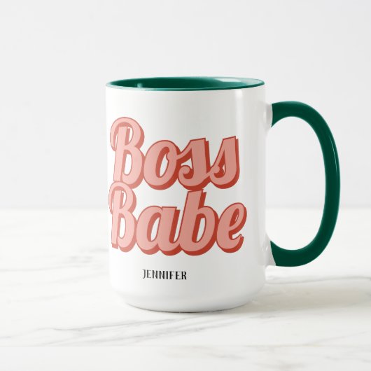 Boss Lady Retro Gepersonaliseerd naam KoffieMok Mok (Rechts)