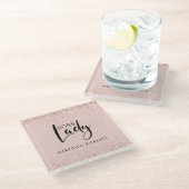 Boss Lady Roos Gold Blush Glitter - Speciaal geper Glazen Onderzetter (Schuin)