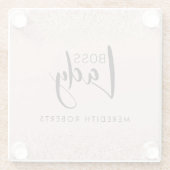 Boss Lady Roos Gold Blush Glitter - Speciaal geper Glazen Onderzetter (Achterkant)