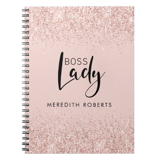 Boss Lady Roos Gold Blush Glitter - Speciaal geper Notitieboek (Voorkant)