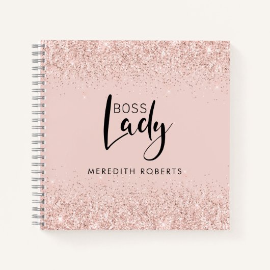 Boss Lady Roos Gold Blush Glitter - Speciaal geper Notitieboek (Voorkant)
