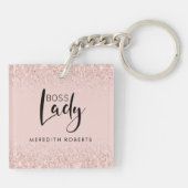 Boss Lady Roos Gold Blush Glitter - Speciaal geper Sleutelhanger (Achterkant)