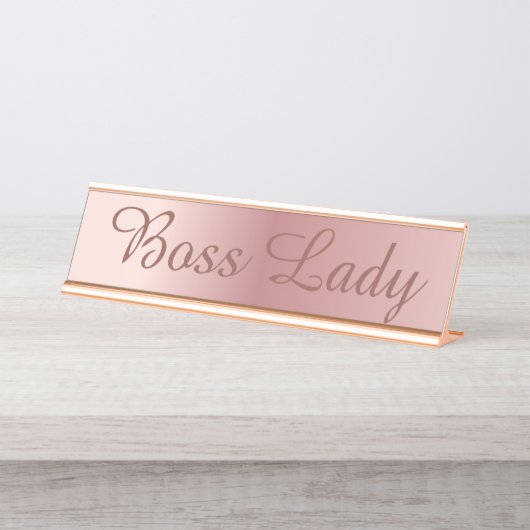 Boss Lady Roos Gold Desk Bureau Naambordje (Voorkant)