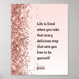 Boss Lady Roos Gold Glitter Motivatie Quote Poster