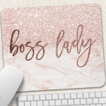 Boss Lady Roos Gold Marble Blush Pink Faux Glitter Muismat<br><div class="desc">Roos Gold Marble Blush Pink Faux Glitter Muismat</div>